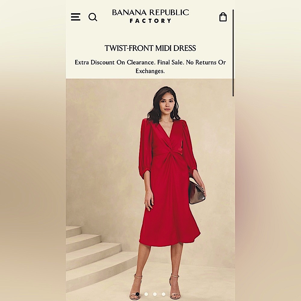 Elegant Red Twist-Front Midi Dressfree Shipping - image 1